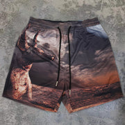 Art Print Casual Loose Street Shorts