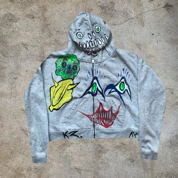 Personalized graffiti print cardigan long sleeve hoodie