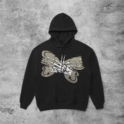 Casual Butterfly Skull Hand Hoodie