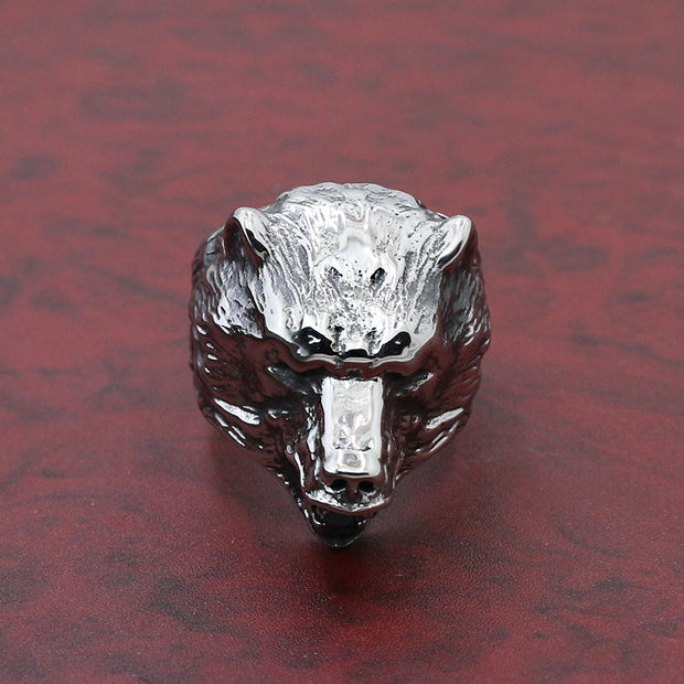 Wolf head men's female couple animal stainless steel ring ring hand with jewelry