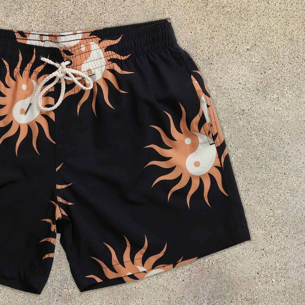 Sun Pattern Casual Vintage Beach Shorts