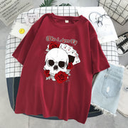 Skull pattern loose couple design T-shirt