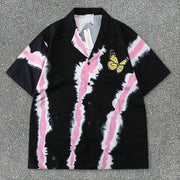 Shirt Print Butterfly Loose Short Sleeve Shirt Set