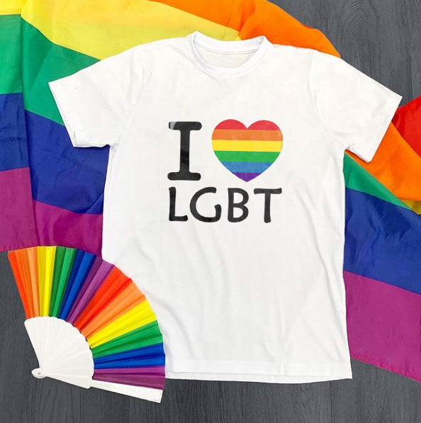 Casual I love LGBT printed short-sleeved T-shirt