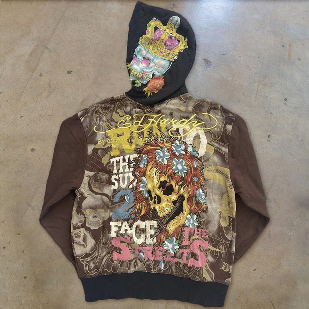 Skull color-blocking printed personalized men's sweatshirt