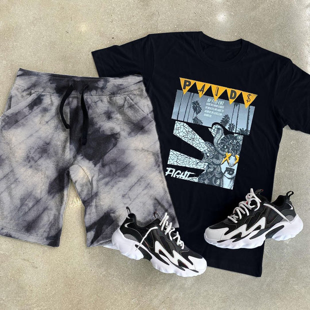 Personalized casual tie-dye pants printed T-shirt set
