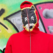 Cartoon bear print personality casual full zipper hoodie