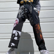Personalized Tide Brand Printed Street Straight Pants