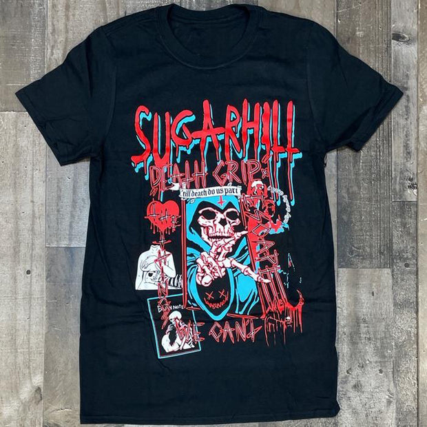 Personalized street style black skull print short-sleeved T-shirt