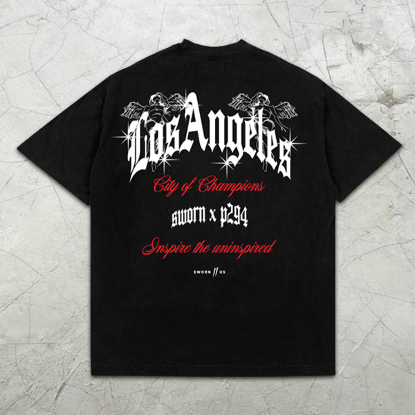 LA Slogan Graphic Print Short Sleeve T-Shirt