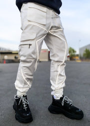 Fashion street style loose multi-pocket cargo trousers
