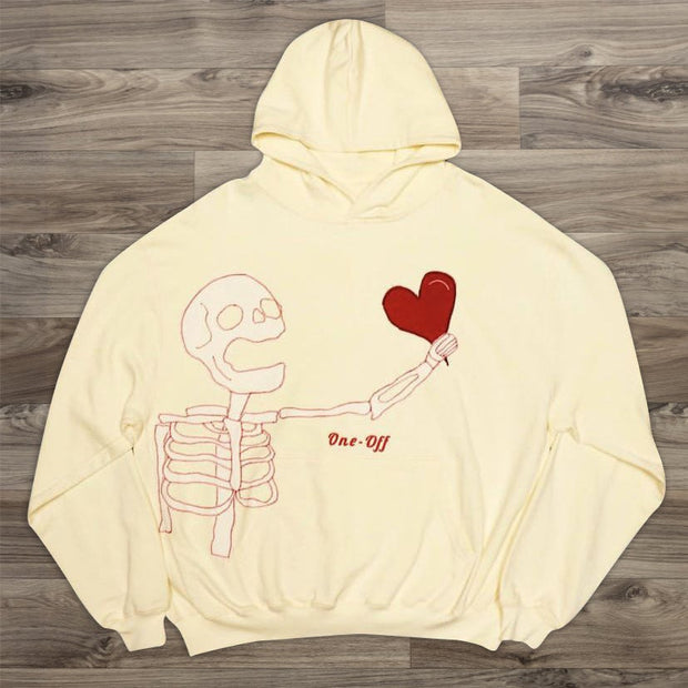 Personalized skull print long-sleeved hoodie