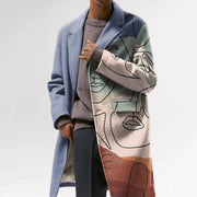 Fashion retro casual loose stitching woolen coat jacket