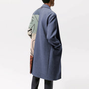 Fashion retro casual loose stitching woolen coat jacket