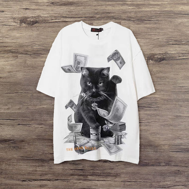 Personalized cat street short-sleeved T-shirt