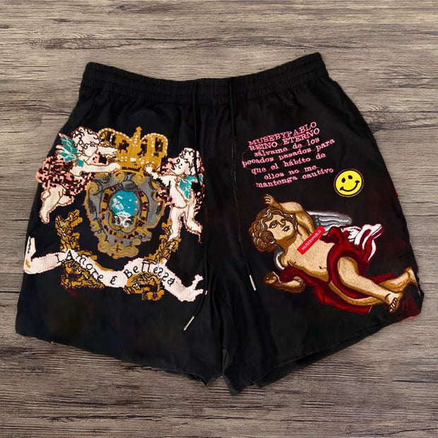 Vintage print street shorts