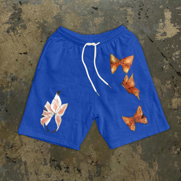 Butterfly print street casual shorts