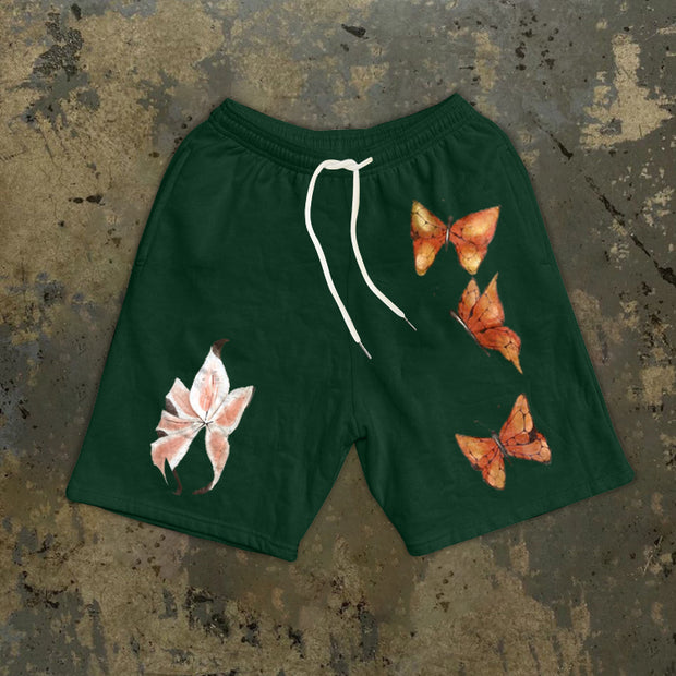 Butterfly print street casual shorts