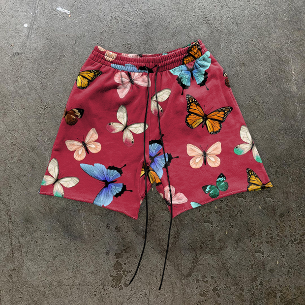 Fashion street butterfly print shorts
