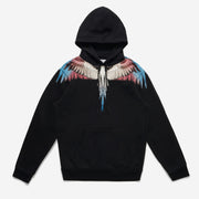 Men's loose feather print hooded sweatshirt