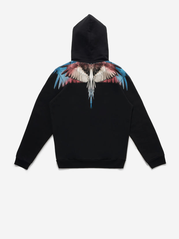 Men's loose feather print hooded sweatshirt