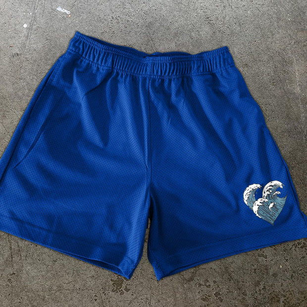 Love printed mesh sports casual shorts