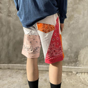 Cashew flower stitching fashion casual loose shorts
