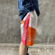 Cashew flower stitching fashion casual loose shorts