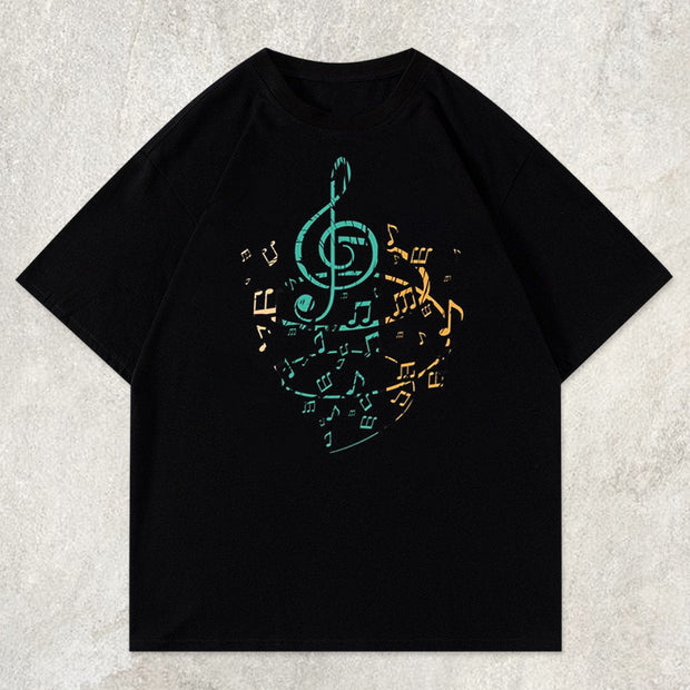 musical note print short-sleeved T-shirt