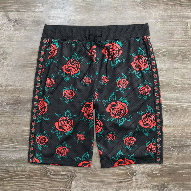 Street Rose Print Track Shorts