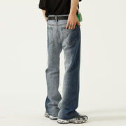 Contrast tie-dye gradient micro-flare casual jeans men