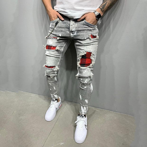 Slim-fit ripped jeans