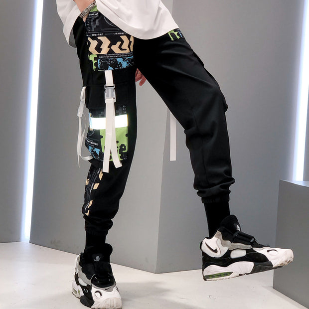Loose and thin street hiphop reflective hip-hop pants