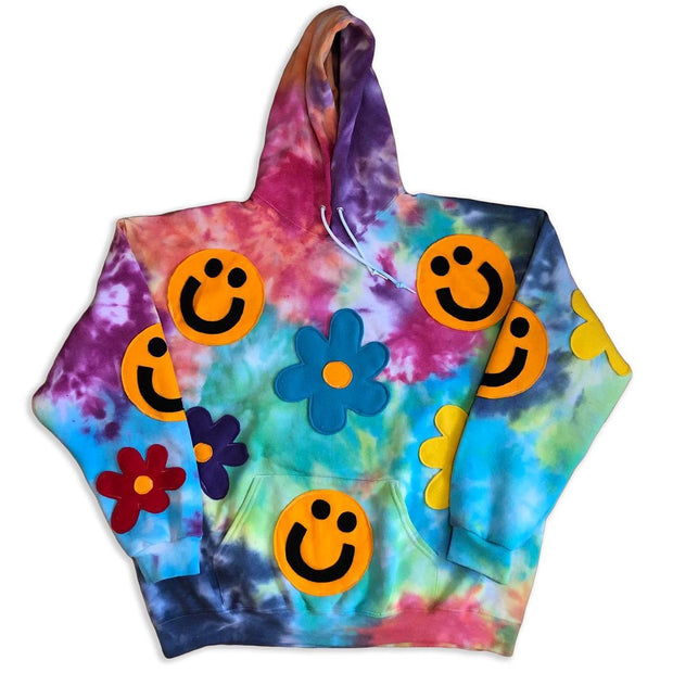 Street casual smiley flower pattern long-sleeved hoodie