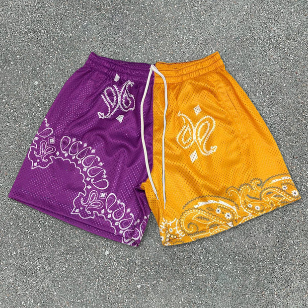 Colorblock Cashew Flower Street Shorts