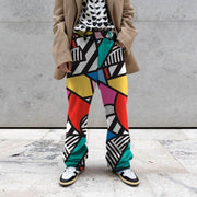 Hip-hop contrast color trend street loose woolen trousers
