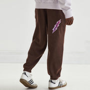 Retro brown lightning print street guard trousers
