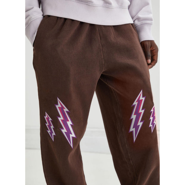 Retro brown lightning print street guard trousers