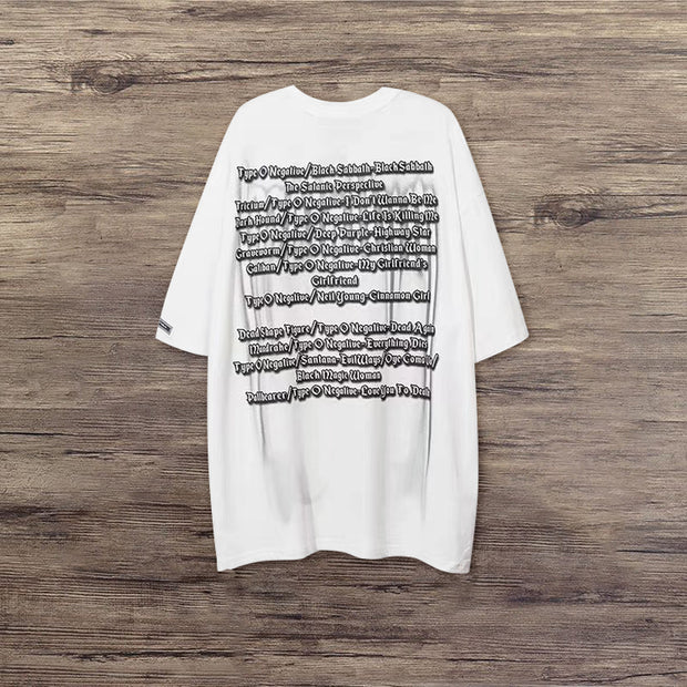 Street style American print drawstring T-shirt