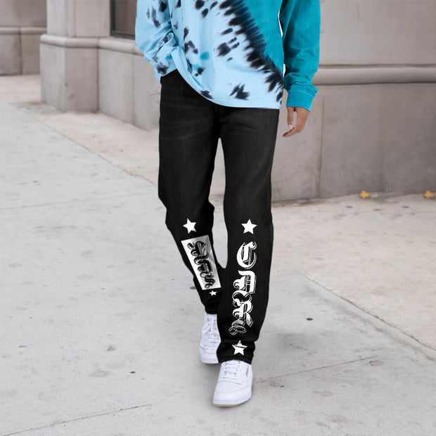 Street Style Hip Hop Straight Casual Denim Trousers