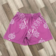 Fashion cashew flower cross print casual shorts