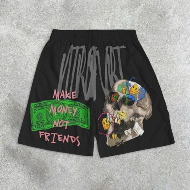 Doodle Smiley Graphic Shorts