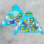 Casual star badge patching street home hoodie