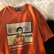 Jew4room European and American street comics orange short-sleeved T-shirt