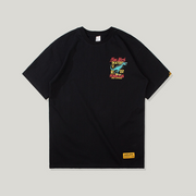 Hip Hop Dinosaur Print Round Neck Short Sleeve T-Shirt