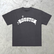 Street trend retro print short-sleeved T-shirt