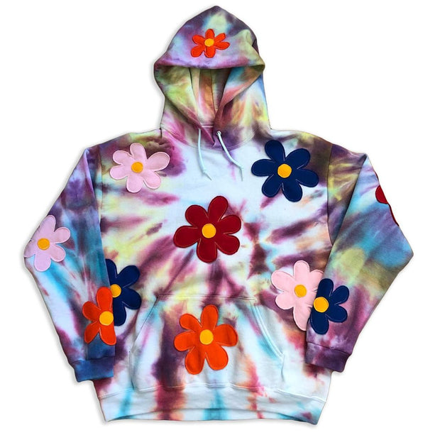 Casual fashion tie-dye flower pattern long-sleeved hoodie