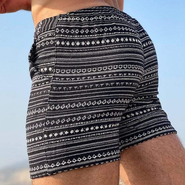 Trendy retro striped resort shorts
