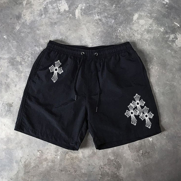 Cross-print leisure swimming trunks sports shorts
