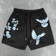Art Dove Sakura Pattern Casual Shorts